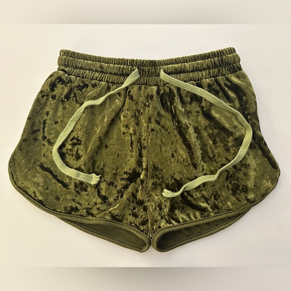 Pants - Olive Green Velvet Women's Shorts